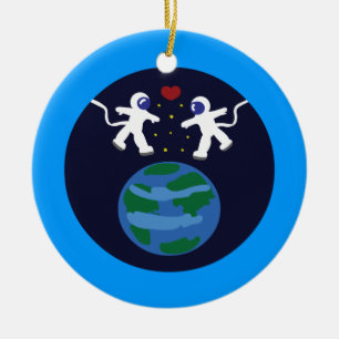 Astronaut Love Ceramic Tree Decoration