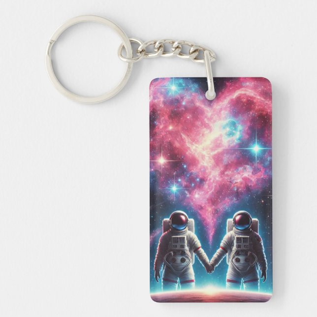 Astronaut Love Cosmic Keychain - Space Design (Front)