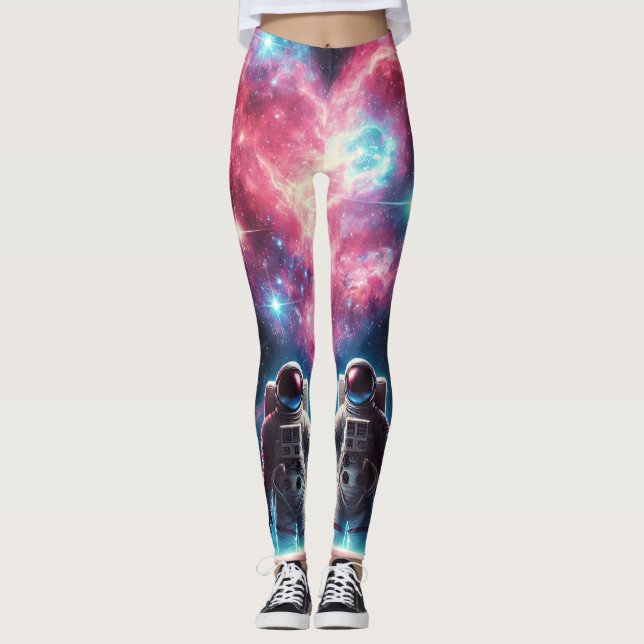 Astronaut Love Galaxy Print Leggings (Front)
