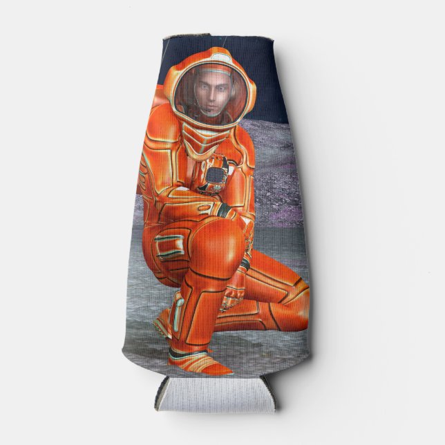 Astronaut Mars Explorer Alien Planet Space Art Bottle Cooler (Front)