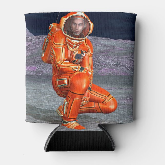 Astronaut Mars Explorer Alien Planet Space Art Can Cooler (Front)
