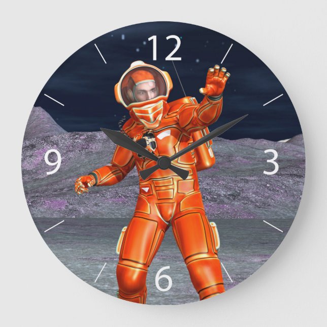 Astronaut Mars Explorer Alien Planet Space Art Large Clock (Front)