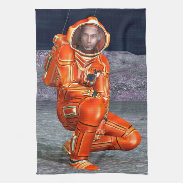 Astronaut Mars Explorer Alien Planet Space Art Tea Towel (Vertical)