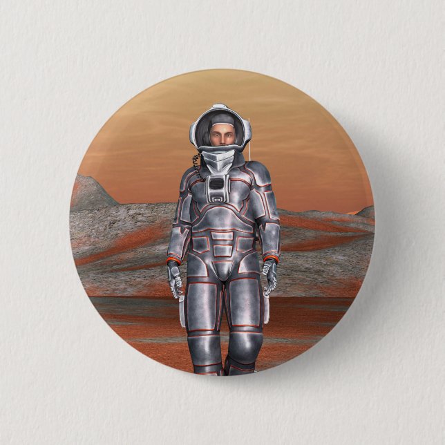 Astronaut Mars - Space Explorer on Alien Planet 6 Cm Round Badge (Front)