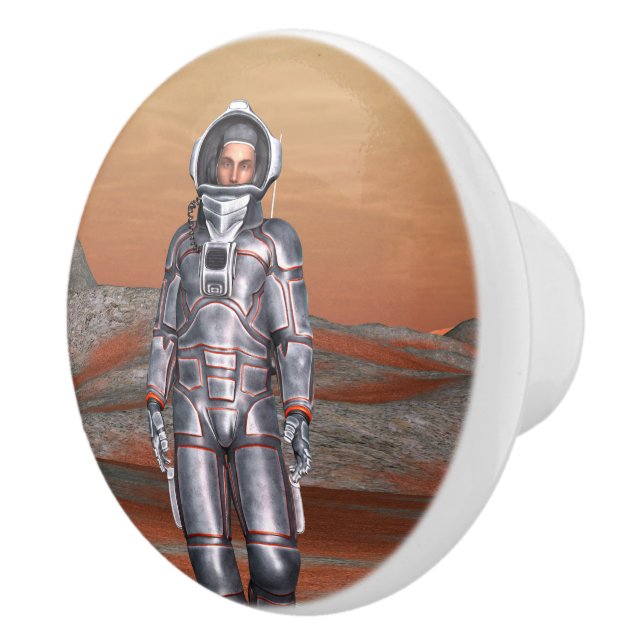 Astronaut Mars Space Explorer on Alien Planet Ceramic Knob (Right)