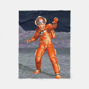 Astronaut Mars Space Explorer on Alien Planet Fleece Blanket