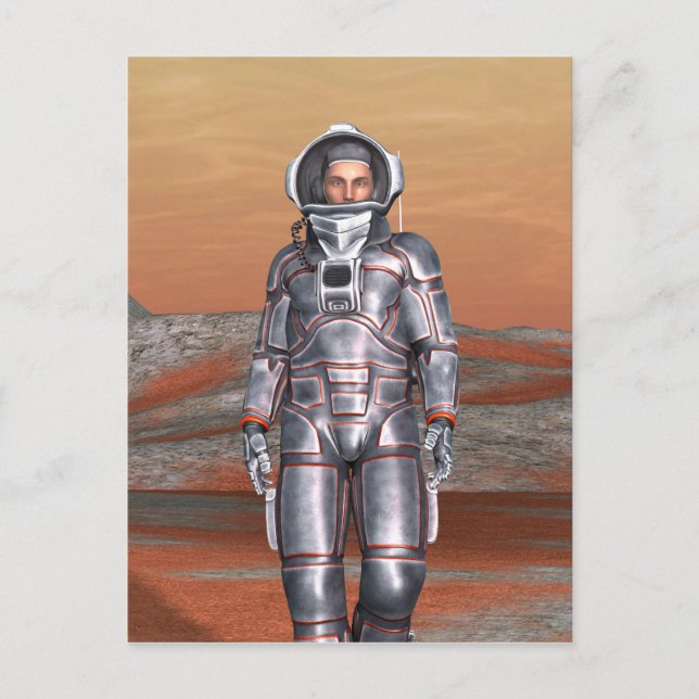 Astronaut Mars - Space Explorer on Alien Planet Postcard (Front)