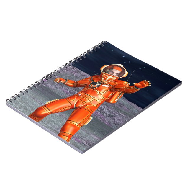 Astronaut Mars Space Explorer on Alien Planet Spiral Notebook (Left Side)