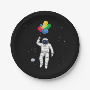 Astronaut Master Builder, Building Blocks Paper Plate