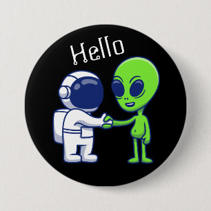 Astronaut Meets Alien Button