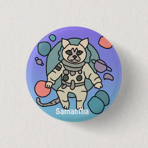 Astronaut minimalist cat in space Funny & Cute 3 Cm Round Badge