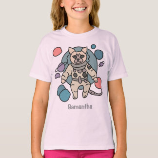 Astronaut minimalist cat in space | Funny & Cute T-Shirt