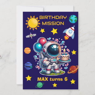 Astronaut Mission Birthday Invitation Editable