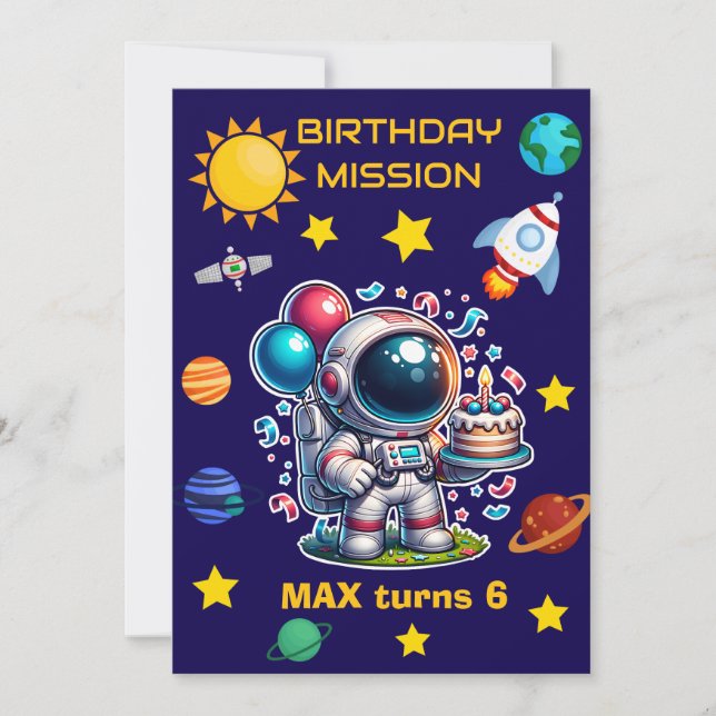 Astronaut Mission Birthday Invitation Editable (Front)