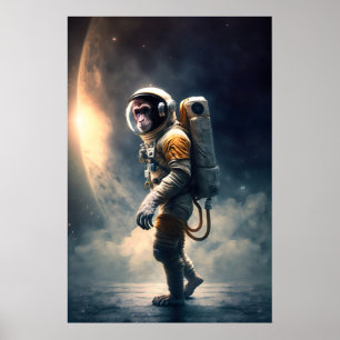 Astronaut Monkey Art Print Funny Animal Spacesuit