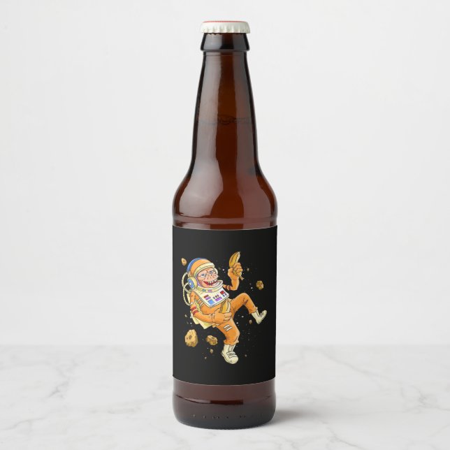 Astronaut Monkey Space Beer Bottle Label (Front)