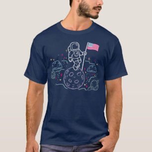 Astronaut Moon American Flag Space Fourth 4th Of J T-Shirt