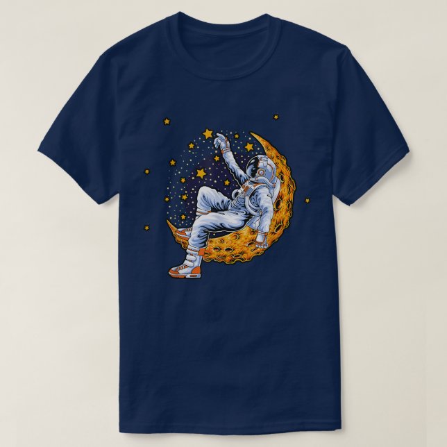 Astronaut Moon Retro Cool Design Star Space Funny  T-Shirt (Design Front)