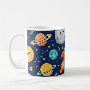 Astronaut Moon Rocket Mug – Cute Kids Pattern