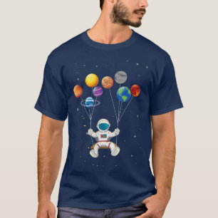 Astronaut Motif Galay Telescope Spaceman Planet  T-Shirt
