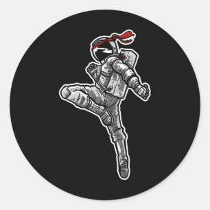 Astronaut Muay Thai Boxing Karate Kickboxing Classic Round Sticker