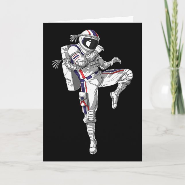 Astronaut Muay Thai Boxing Karate Kickboxing Marti Card (Front)