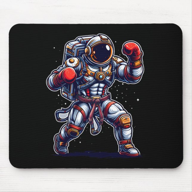Astronaut Muay Thai Boxing Karate Kickboxing Marti Mouse Pad (Front)