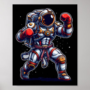 Astronaut Muay Thai Boxing Karate Kickboxing Marti Poster