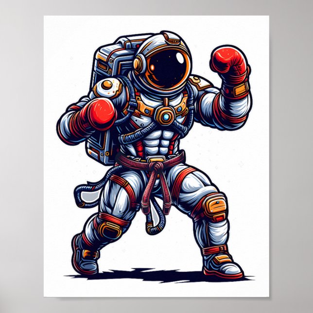 Astronaut Muay Thai Boxing Karate Kickboxing Marti Poster (Front)