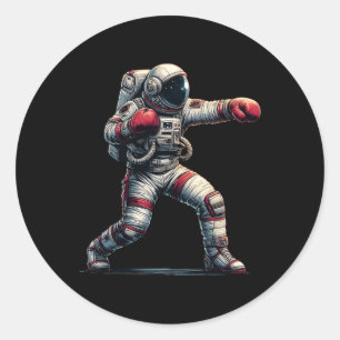 Astronaut Muay Thai Boxing Kickboxing Kids Mens  Classic Round Sticker