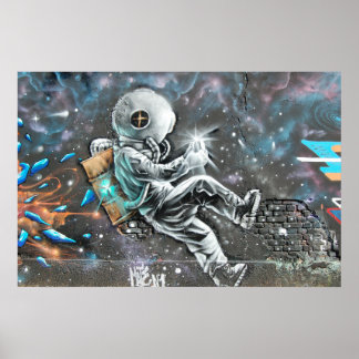 Astronaut Mural in Astoria Queens New York Poster