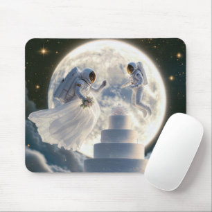 Astronaut Newlyweds In Moonlight Mouse Pad