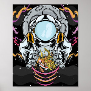 Astronaut Noodle Break in Space Poster