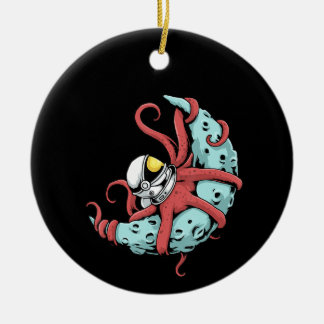 Astronaut Octopus  Kraken Squid Space Astronomy Ceramic Tree Decoration