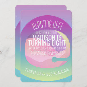 Astronaut Ombre Space Planet Birthday Any Age Invitation