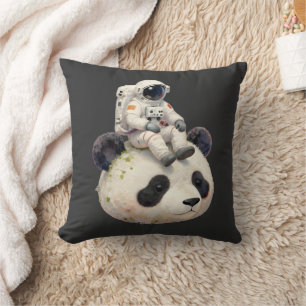 Astronaut on a Space Panda Surreal Weird and Fun Cushion