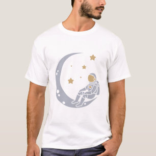 Astronaut on Crescent Moon Design T-Shirt