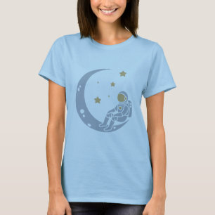 Astronaut on Crescent Moon Design T-Shirt