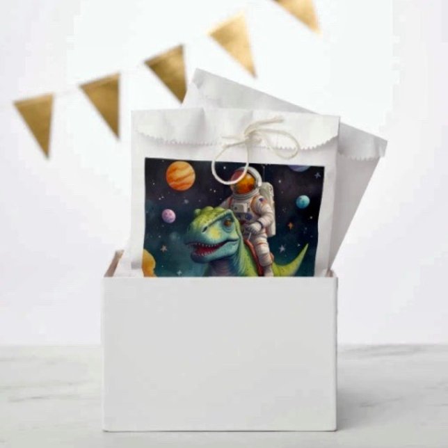 Astronaut on Dino in Space Favour Bags (Creator Uploaded)