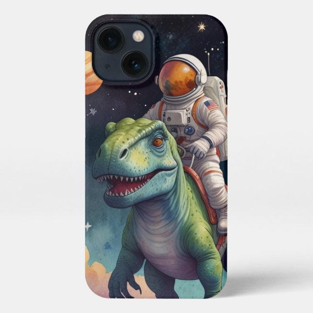 Astronaut on Dino in Space iPhone Case (Back)