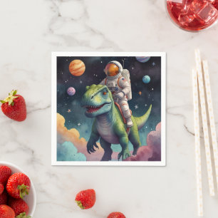 Astronaut on Dino in Space  Napkin