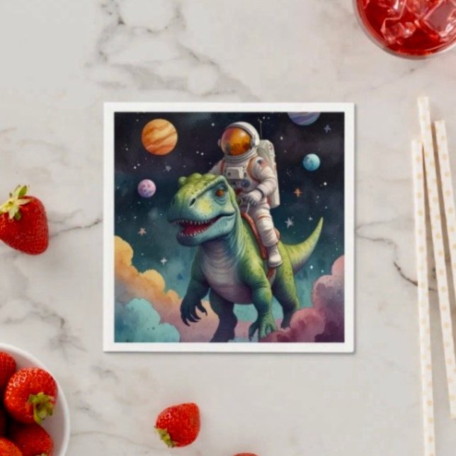 Astronaut on Dino in Space  Napkin (Creator Uploaded)