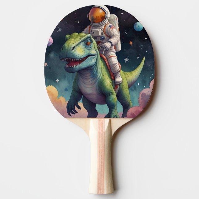 Astronaut on Dino in Space Ping Pong Paddle (Back)