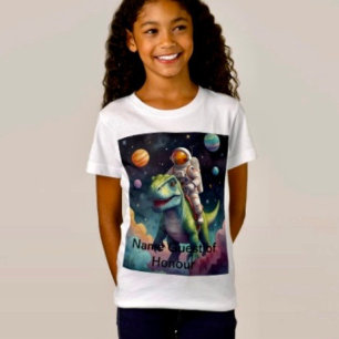 Astronaut on Dino in Space T-Shirt
