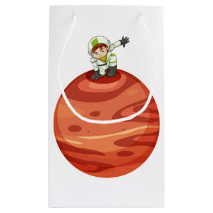 Astronaut on Mars Paper Gift Box Small Gift Bag