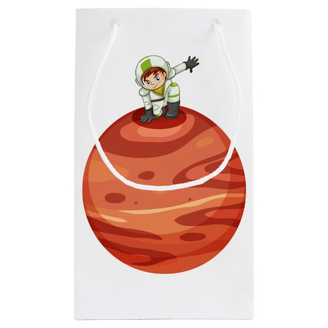 Astronaut on Mars Paper Gift Box Small Gift Bag (Back)