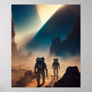 astronaut on mistic planet poster