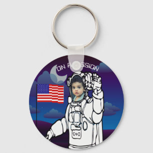Astronaut On Moon Outer Space Boy Birthday Key Ring