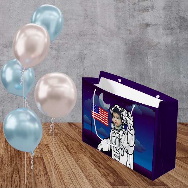 Astronaut On Moon Outer Space Boy Birthday Large Gift Bag (Creator Uploaded)