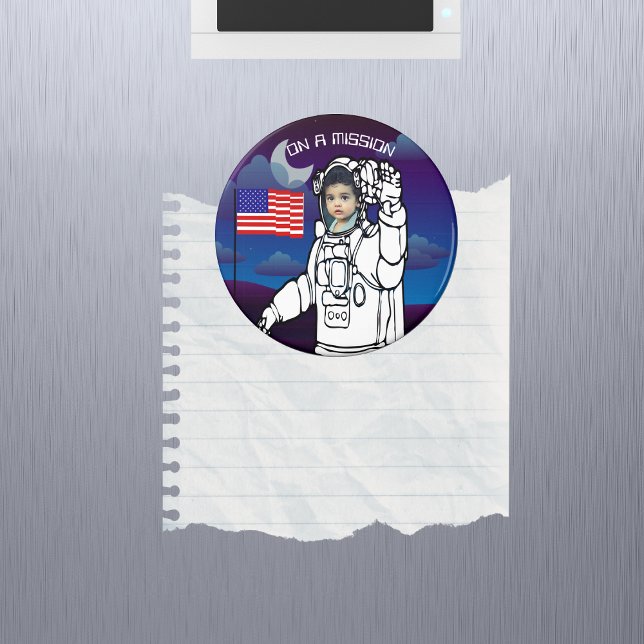Astronaut On Moon Outer Space Boy Birthday Magnet (Creator Uploaded)